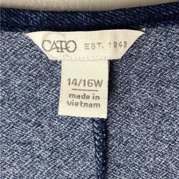 CATO Blouse Plus Size 14W 16W Top Shirt 3/4 Dolman Sleeves Stretch Blue Casual - Picture 5 of 5